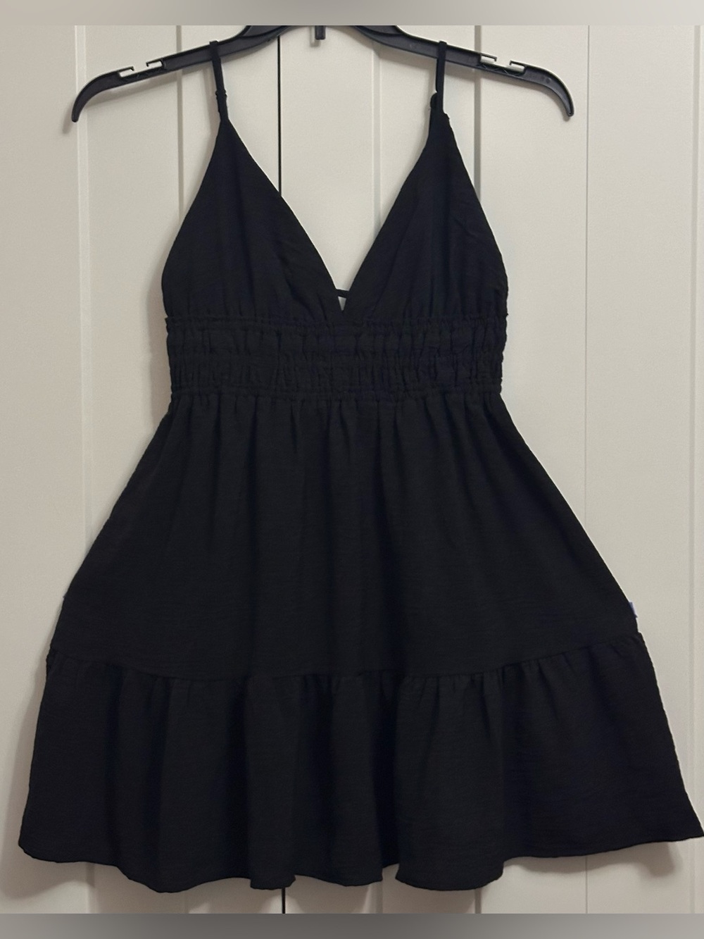 ARDEN B Ruffled Smocked V-Neck Mini Dress